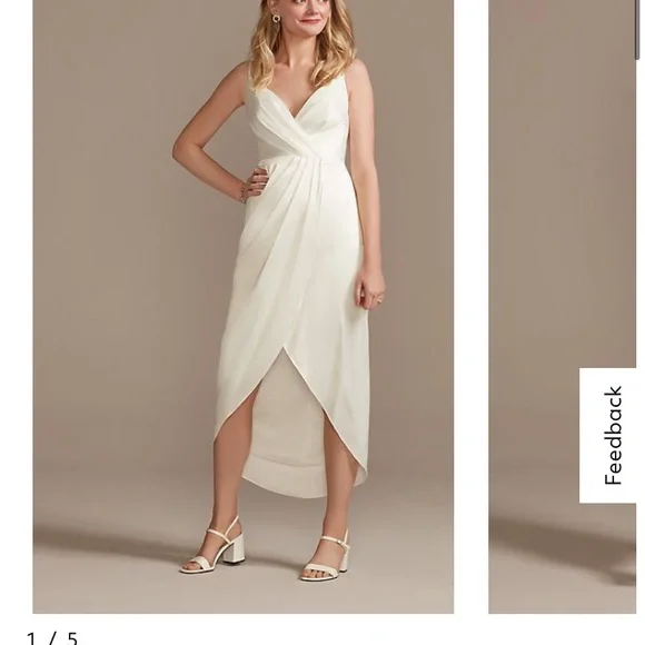 David's Bridal | Dresses | Handpleated Satin Little White Dress